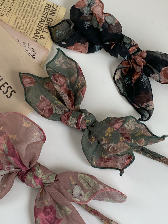 로즈 나비리본 똥머리 올림머리 당고 와이어 밴드 3color