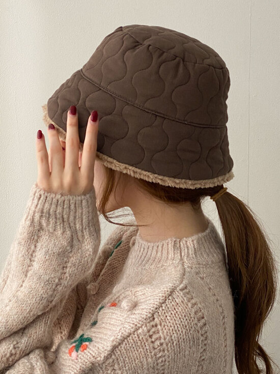 웨이브 누빔 양털 벙거지 모자 5color