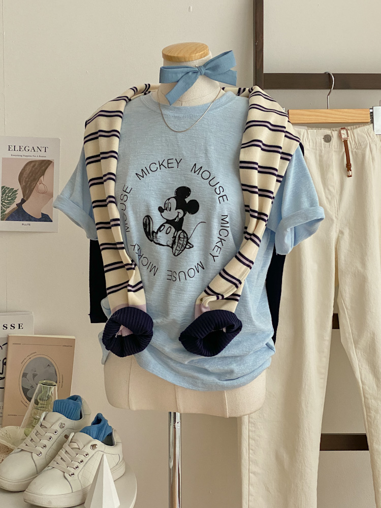 앉은미키 디즈니정품 기본 반팔 티셔츠 4color