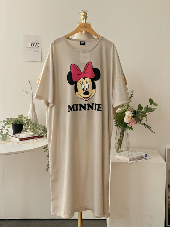 리본미니 디즈니정품 오버핏 홈웨어 반팔 잠옷 원피스 4color