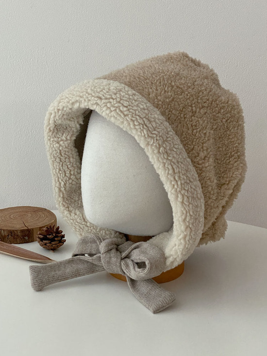 큐티양털 뽀글이 후드 보넷 모자 3color