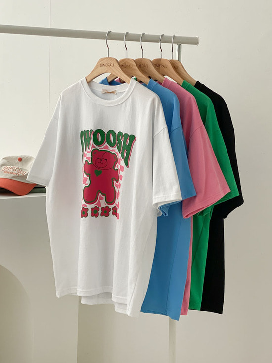 체커베어 박스 루즈핏 반팔 티셔츠 5color