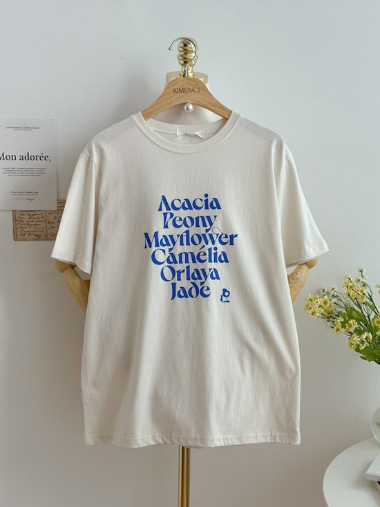 아카시아 실켓 바이오 레터링 반팔 티셔츠 3color