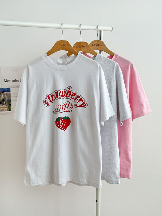 밀크딸기 썸머 반팔 티셔츠 3color