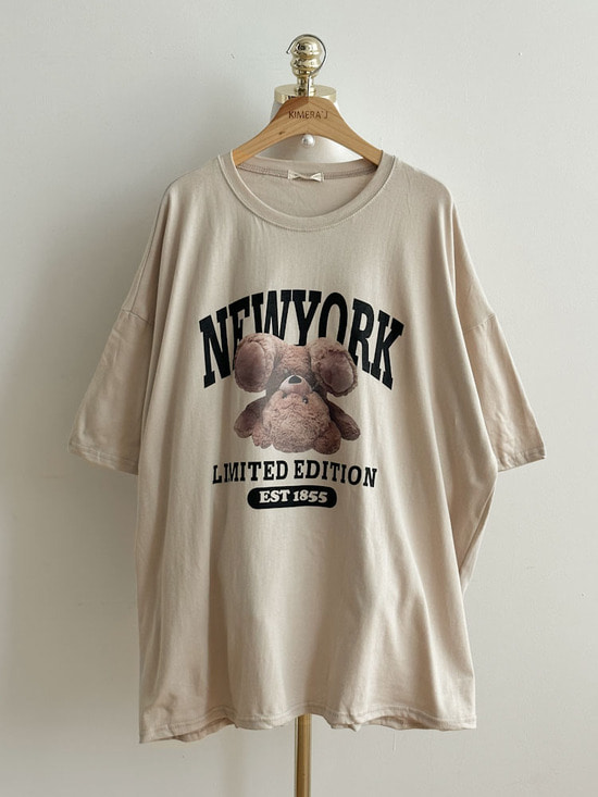 뉴욕베어 빅사이즈 루즈핏 롱박스 커플 반팔 티셔츠 3color