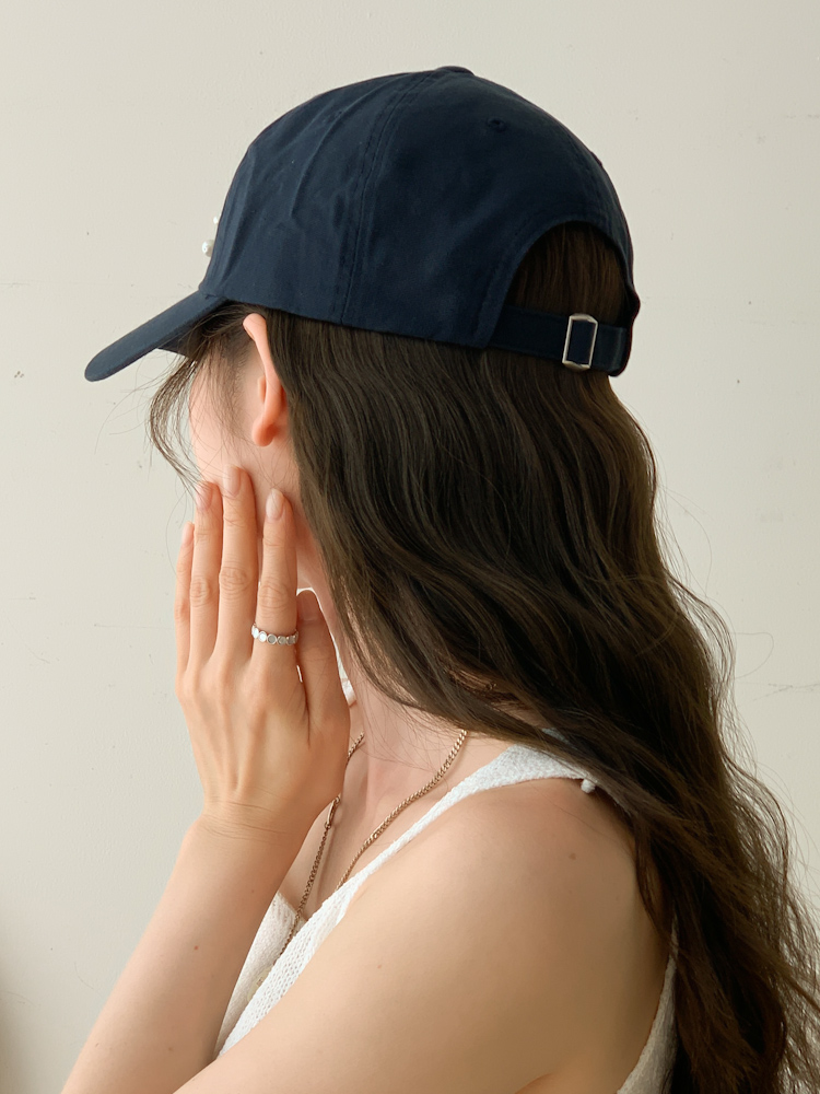 캘리 자수 진주 리본 볼캡 모자 2color